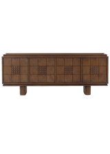 Lenox Media Console - Rust Rubberwood Veneer