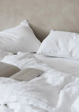 Stone Washed Linen Sheet Collection, Optical White