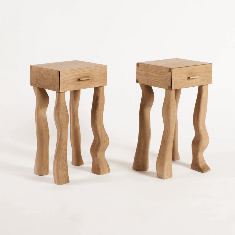 Foot Side Table, Oak (Pair)