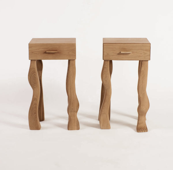Foot Side Table, Oak (Pair)