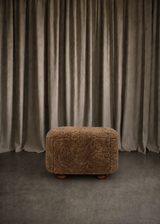 Sabine Oval Ottoman, Amber Shearling