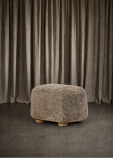 Sabine Oval Ottoman, Taupe Shearling