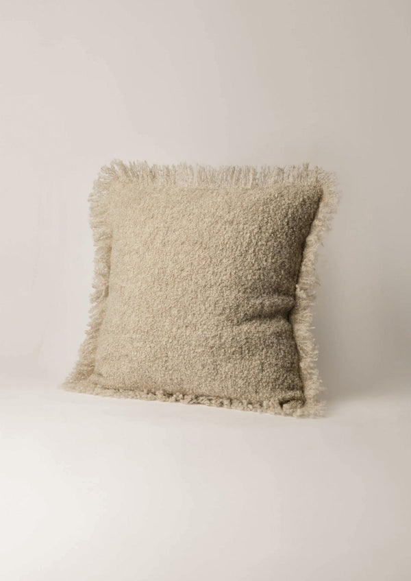 Handwoven Fringe Pillow Beige