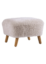 MAZO TMBO Pouf, Natural Oiled Oak / Sheepskin Moonlight