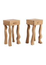 Bow-Legged Foot Tables, Solid Oak