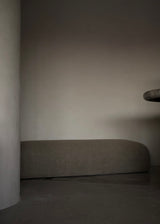 Theo Ottoman, Burlap Linen Mushroom (G)