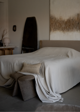 Italian Natural Linen Bed Cover With Seaming