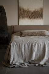 Italian Natural Linen Bed Cover With Seaming