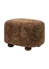 Sabine Oval Ottoman, Amber Shearling