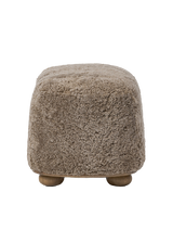 Sabine Oval Ottoman, Taupe Shearling