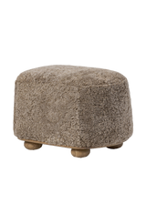 Sabine Oval Ottoman, Taupe Shearling