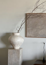 Laguna Vase, Natural White Limestone