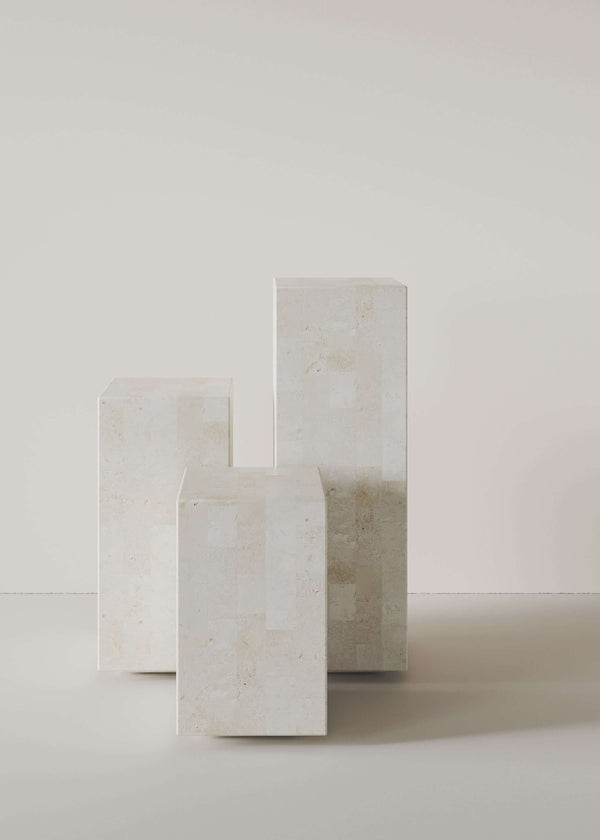 Fossil Stone Plinths, White