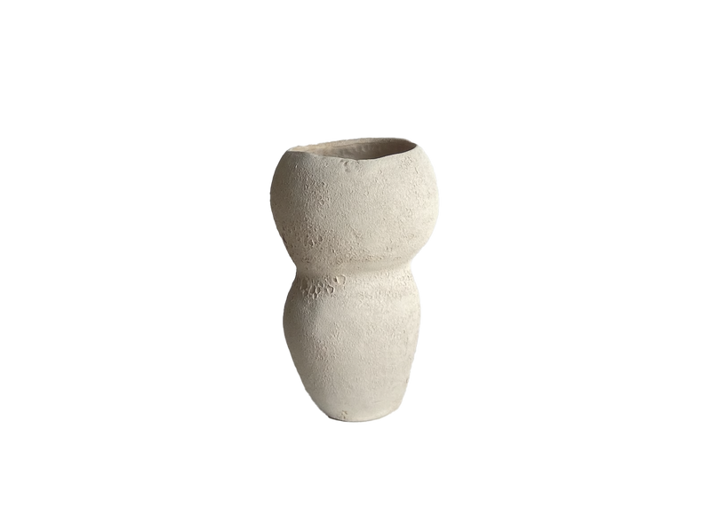 Handmade Textured Beige Ceramic Vase