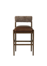 Henri Bar + Counter Stool - Havana Brown, Taupe Shearling