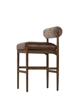 Henri Bar + Counter Stool - Havana Brown, Taupe Shearling
