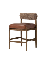 Henri Bar + Counter Stool - Havana Brown, Taupe Shearling