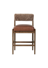 Henri Bar + Counter Stool - Havana Brown, Taupe Shearling