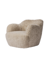 Bellamy Swivel Chair, Beige Shearling