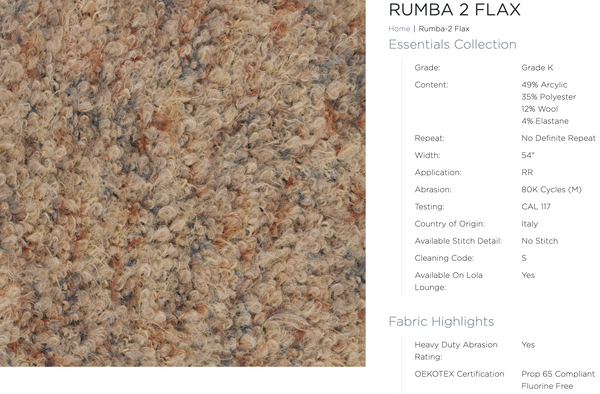 Gemma Armless Wing Chair Rumba 2 Flax, Linen Oak