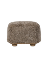 Sabine Oval Ottoman, Taupe Shearling