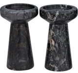 Aleka Decorative Candle Holder, Set/2, Black Marble