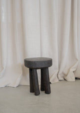Vintage African Round Stool - Dark Brown