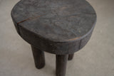 Vintage African Round Stool - Dark Brown